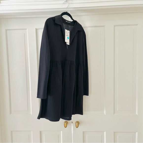NWT Zara black voluminous short dress M - Picture 5 of 9